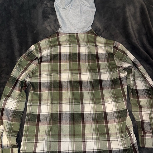 Men's Green Plaid Hooded Jacket - Picture 3 of 3